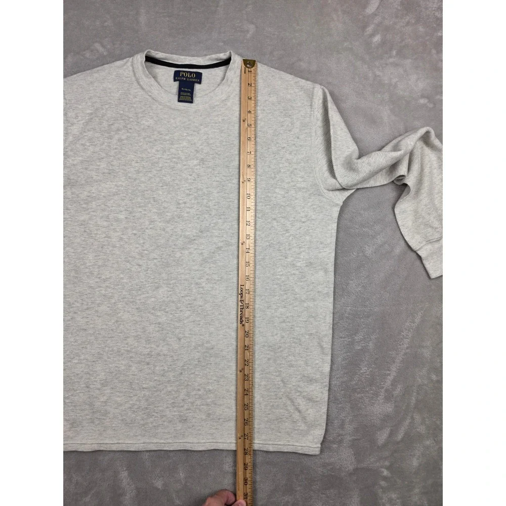Polo Ralph Lauren Waffle Knit Shirt Mens XL Beige Long Sleeve Pony Logo